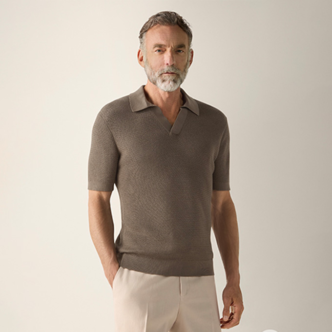 zegna 26ss premium cotton knit short sleeve polo shirt